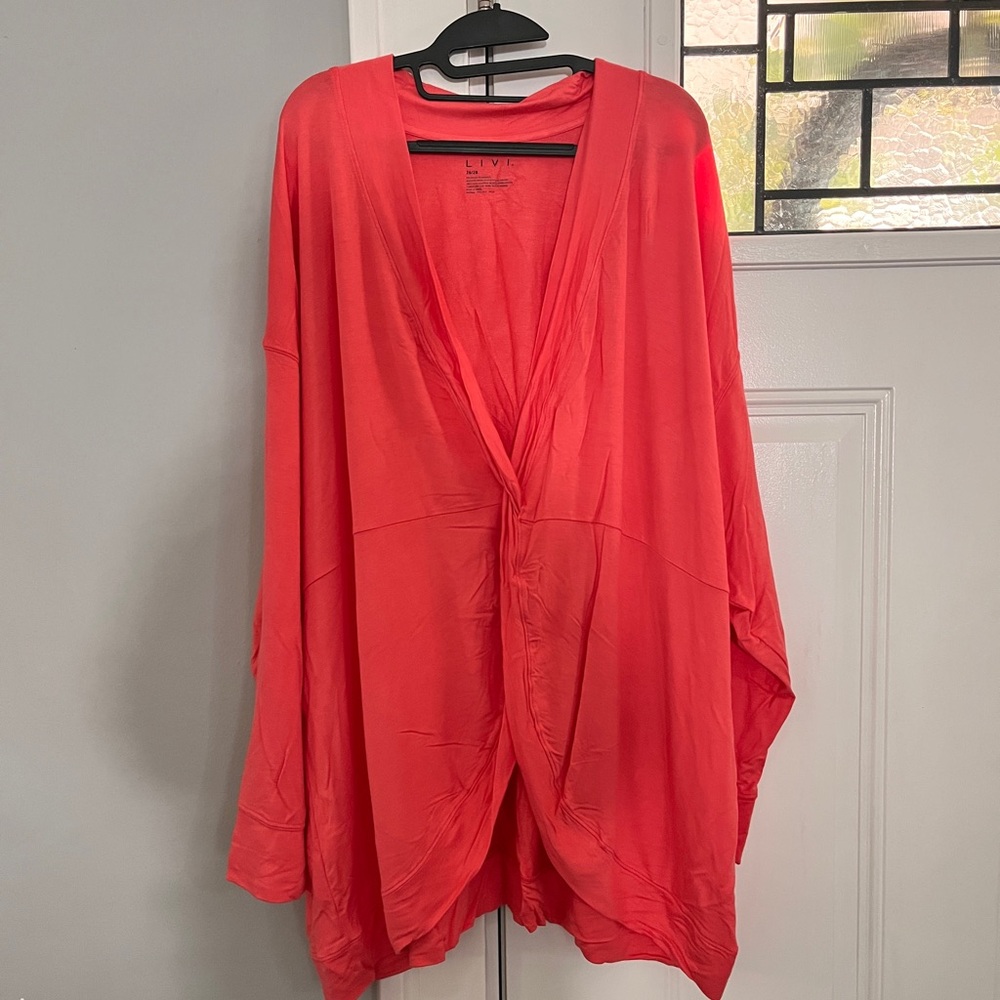 NWT Vibrant Coral Draped Top SZ 26/28
